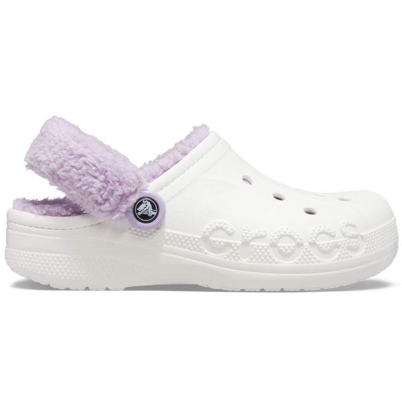 Crocs™ Baya Lined Fuzz Strap Clog White/Lavender