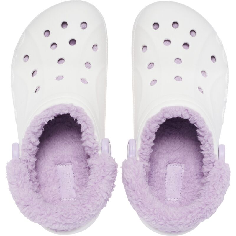 Crocs™ Baya Lined Fuzz Strap Clog White/Lavender
