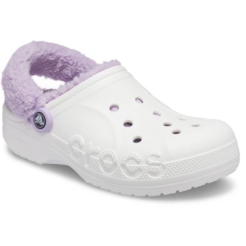Crocs™ Baya Lined Fuzz Strap Clog White/Lavender
