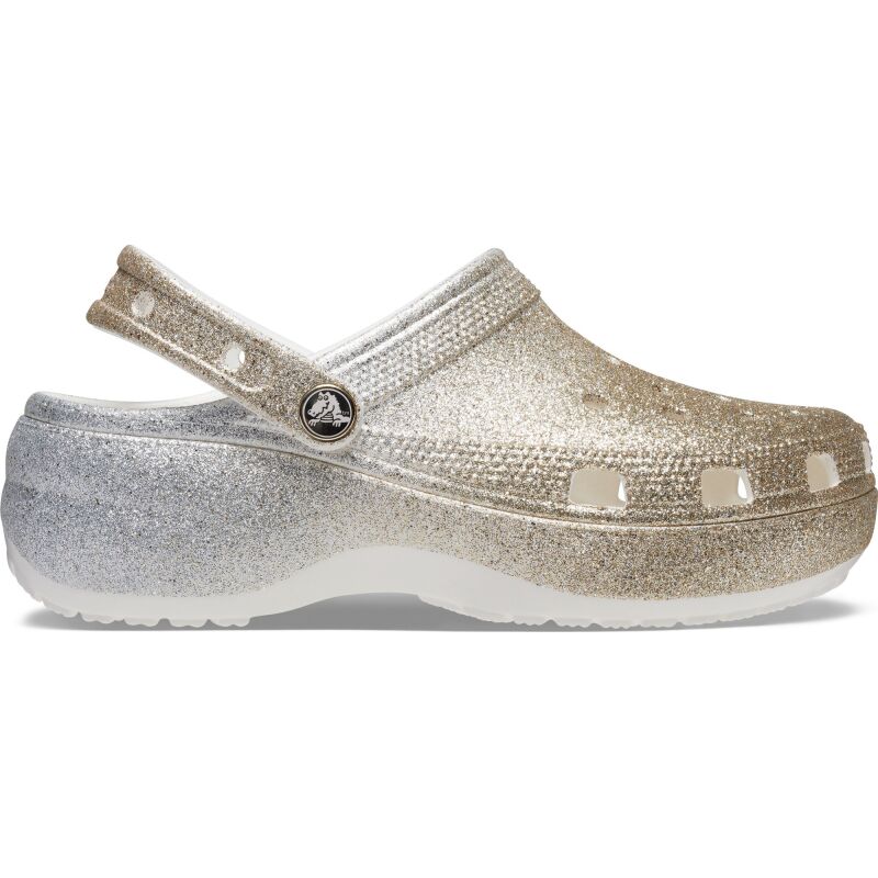 Crocs™ Classic Platform Ombre Glitter Clog Women's White/Gold
