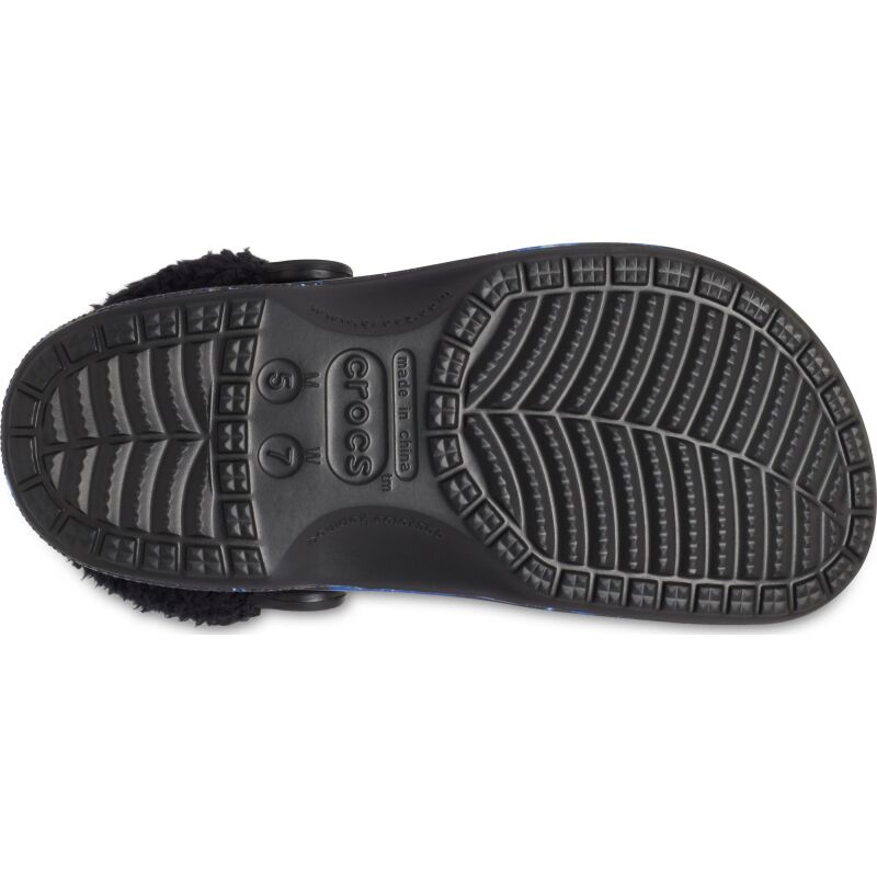 Crocs™ Baya Lined Fuzz Strap Graphic Clog Black/Multi