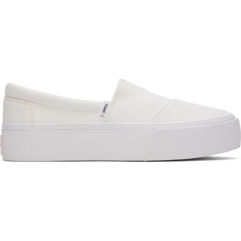 TOMS Washed Women Alpargata Fenix Slip-On Platform White