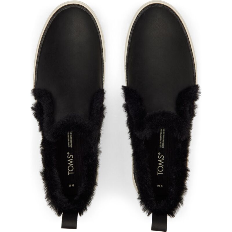 TOMS Leather Faux Fur Women's Bryce Sneaker Black