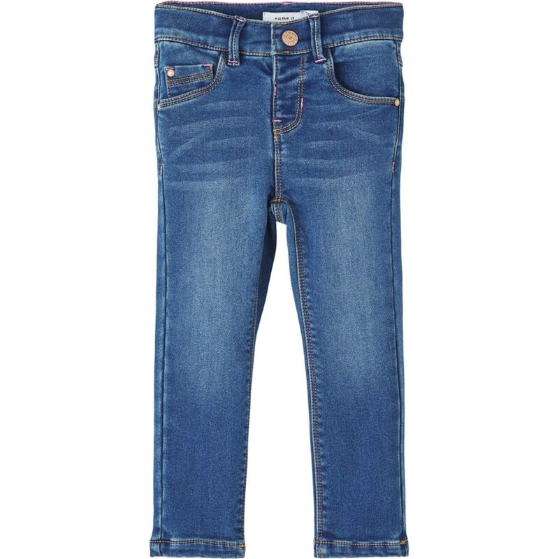 Name It Slim Fleece Jeans Girls' Dark Blue Denim