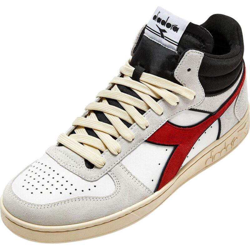 DIADORA Magic Basket Demi Cut Suede Leather White/Ferrari Red Italy