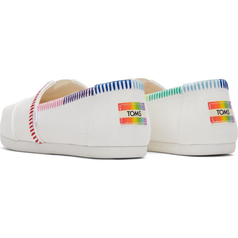 TOMS Rainbow Embroidered Canvas Women Alpargata White