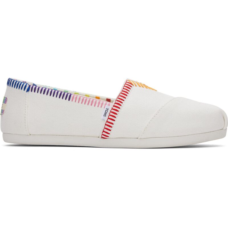 TOMS Rainbow Embroidered Canvas Women Alpargata White