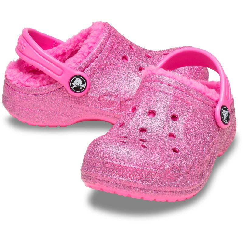 Crocs™ Baya Lined Glitter Clog Toddler's Electric Pink