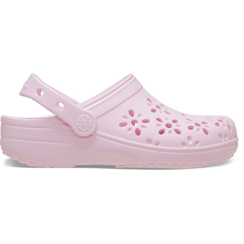 Crocs™ Classic Floral Cut Out Clog Kid's Pink Milk