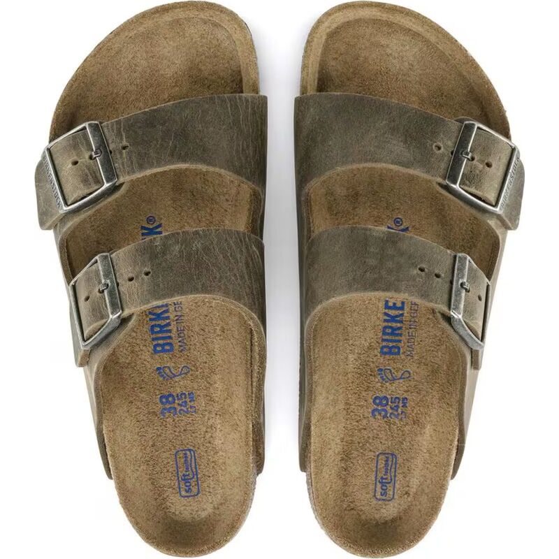 Birkenstock Arizona Soft Footbed Suede Leather Regular Faded Khaki