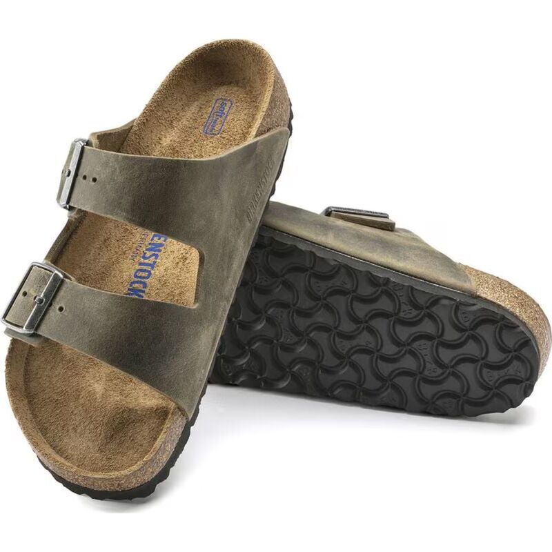 Birkenstock Arizona Soft Footbed Suede Leather Regular Faded Khaki