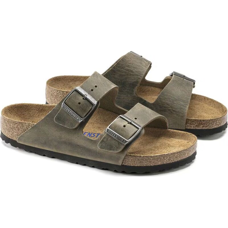 Birkenstock Arizona Soft Footbed Suede Leather Regular Faded Khaki