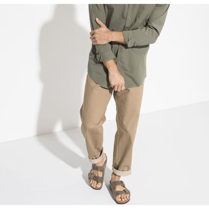 Birkenstock Arizona Soft Footbed Suede Leather Regular Faded Khaki