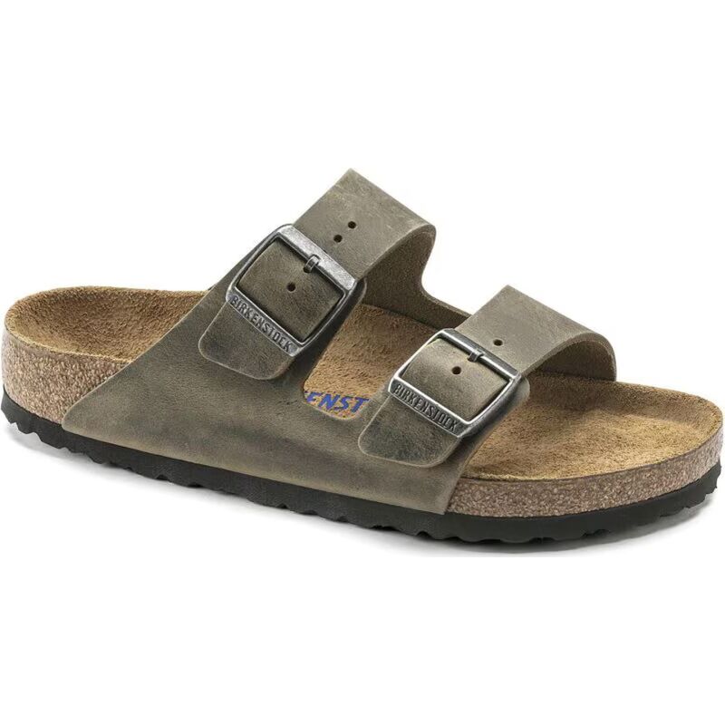 Birkenstock Arizona Soft Footbed Suede Leather Regular Faded Khaki
