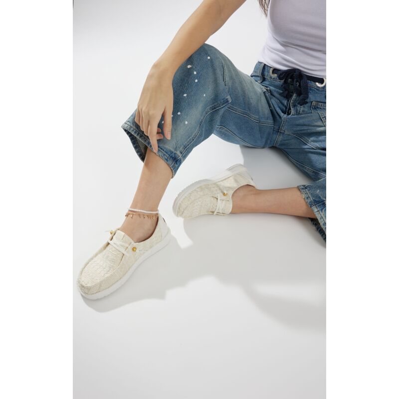 HEYDUDE Wendy Crochet Lace Women White/Gold