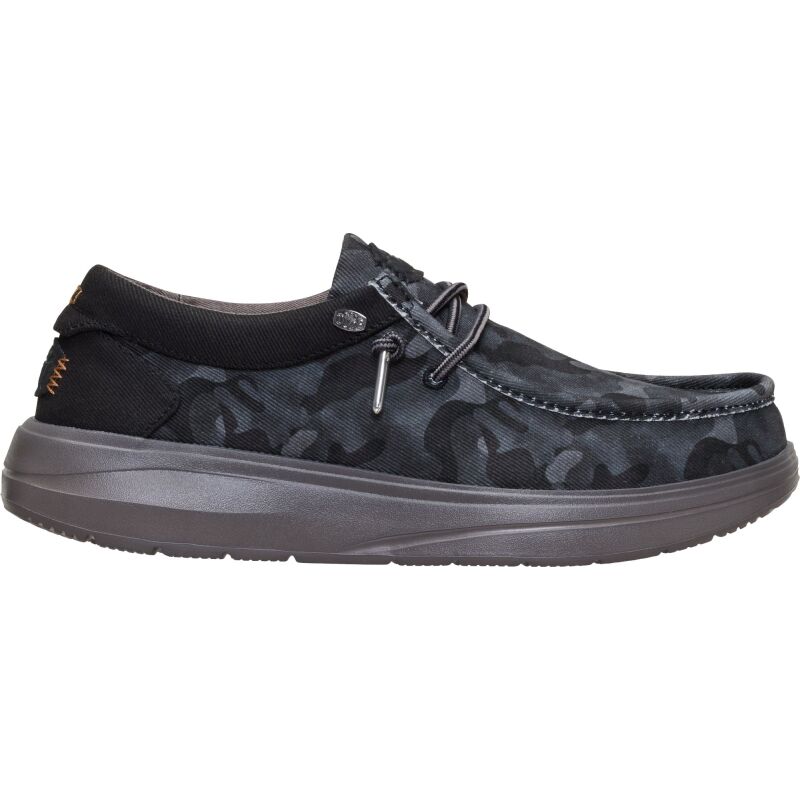 HEYDUDE Wally COMF Worn Twill Men's Black/Gull Grey