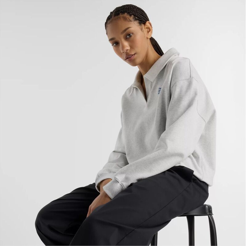 New Balance French Terry Polo Sweatshirt Ash Heather