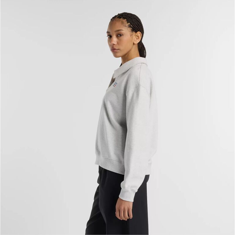 New Balance French Terry Polo Sweatshirt Ash Heather