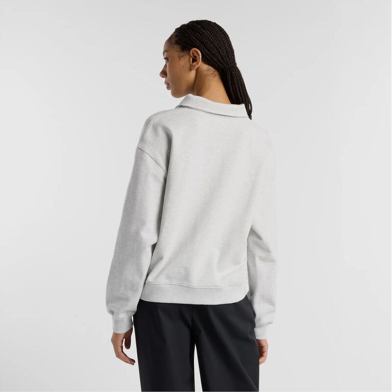 New Balance French Terry Polo Sweatshirt Ash Heather