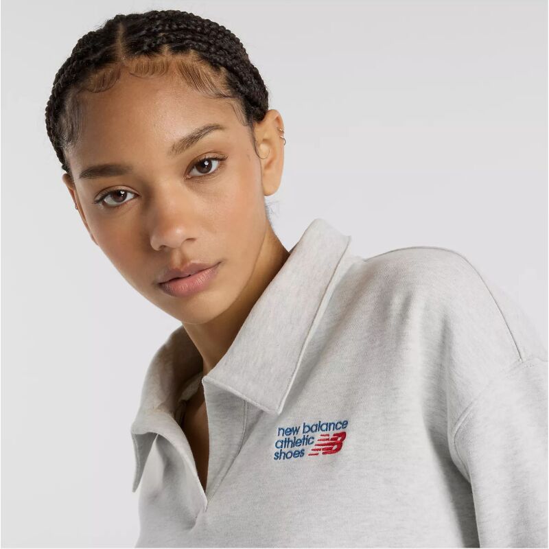 New Balance French Terry Polo Sweatshirt Ash Heather