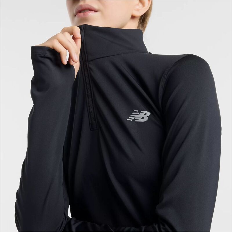 New Balance Script Quarter Zip Black