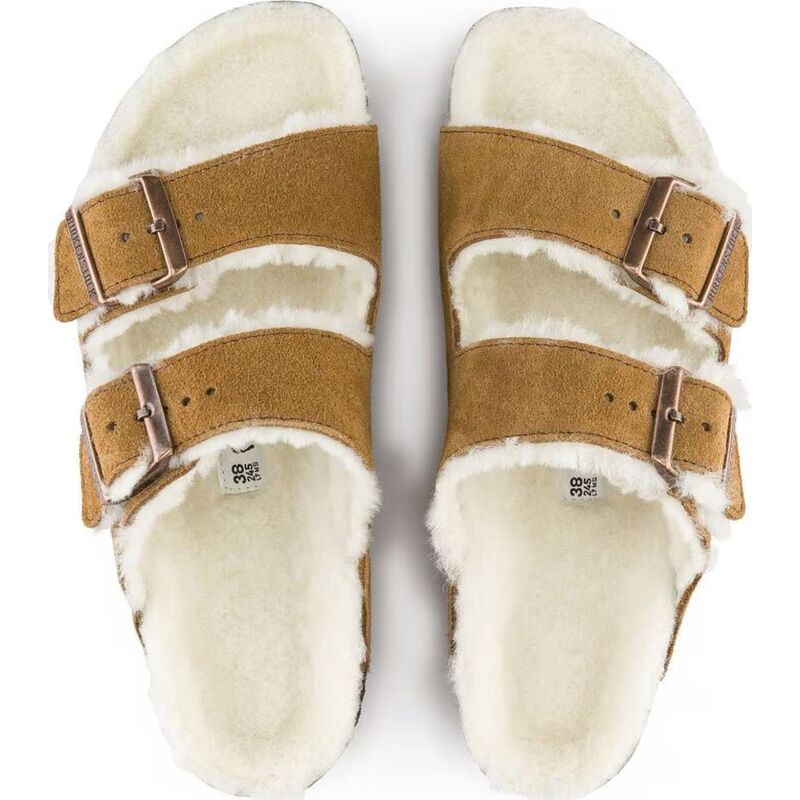 Birkenstock Arizona Shearling Suede Leather/Fur Mink