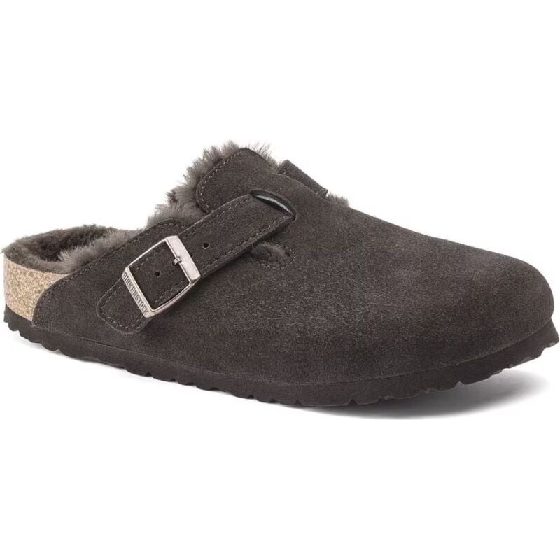 Birkenstock Boston Shearling Suede Leather/Fur Mocca
