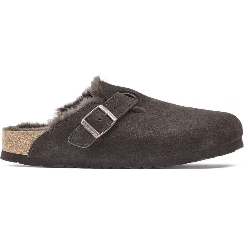 Birkenstock Boston Shearling Suede Leather/Fur Mocca