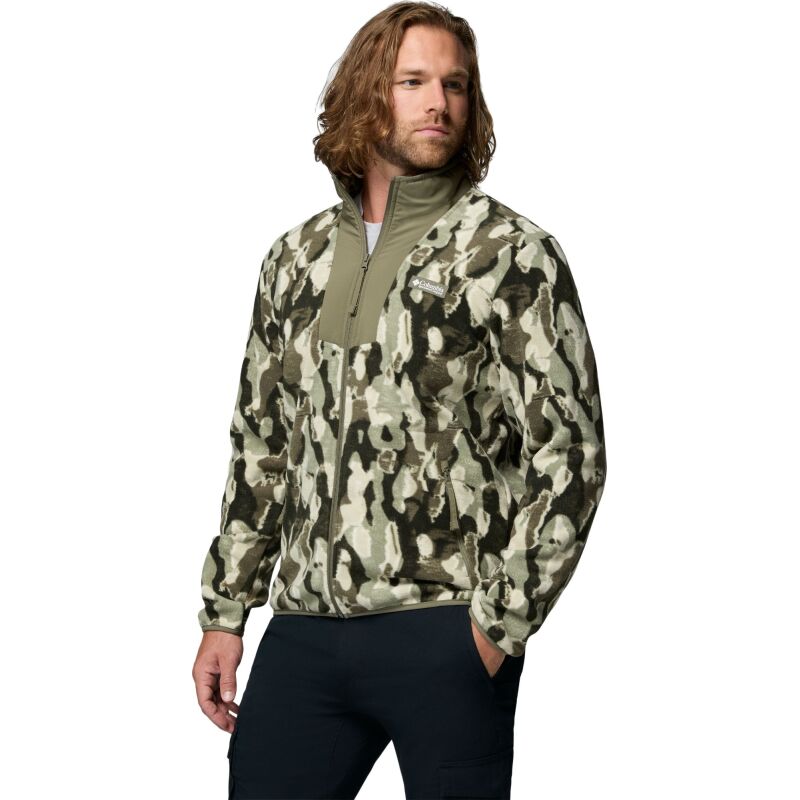 Columbia Sequoia Grove Printed Full Zip Men's Stone Green Treebark