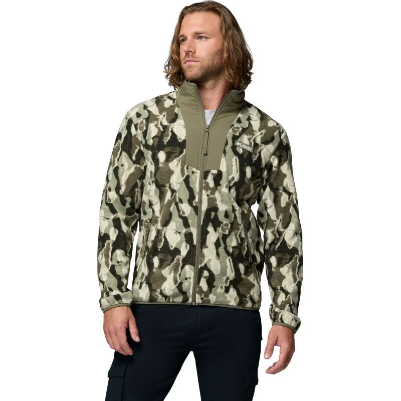 Columbia Sequoia Grove Printed Full Zip Men's Stone Green Treebark