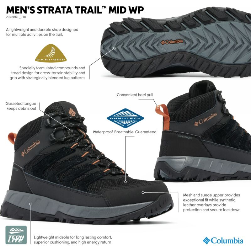 Columbia Strata Trail Mid WP Men's Black/Owl
