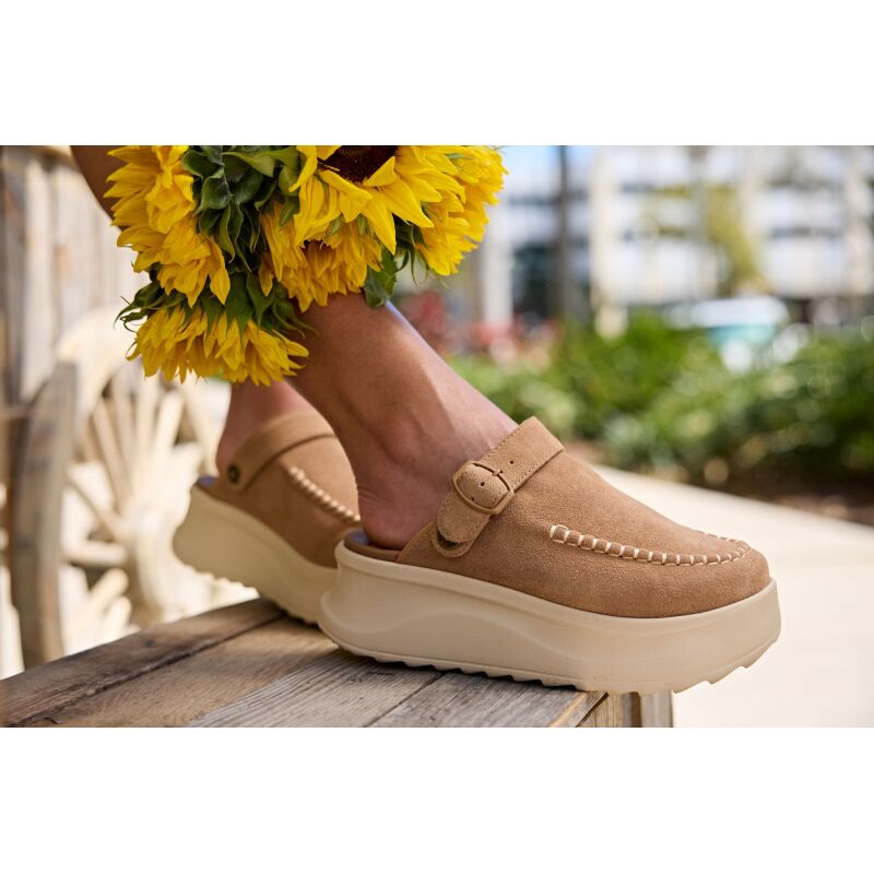 HEYDUDE Delray Clog Suede Women's Tan