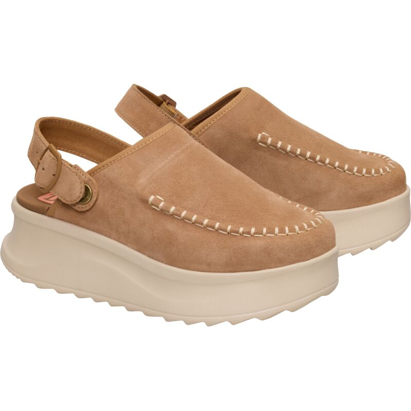 HEYDUDE Delray Clog Suede Women's Tan