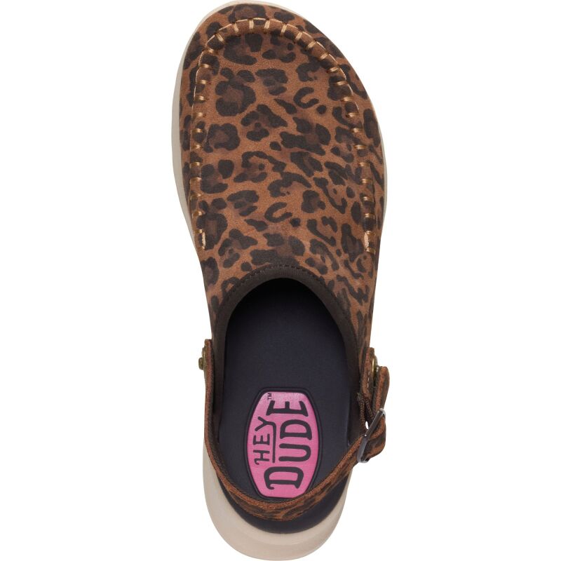 HEYDUDE Delray Clog Suede Women's Brown Leopard