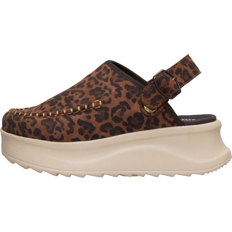 HEYDUDE Delray Clog Suede Women's Brown Leopard