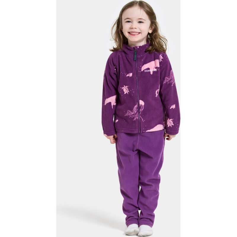 Didriksons Monte Printed Kids' Full-Zip 10 Winter Ocean Purple