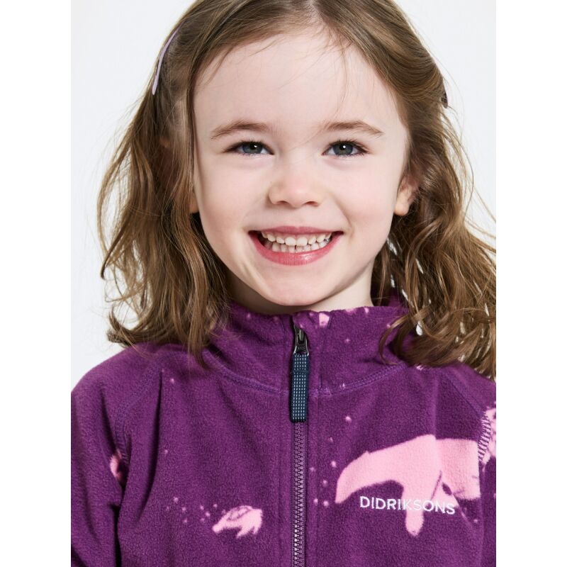 Didriksons Monte Printed Kids' Full-Zip 10 Winter Ocean Purple