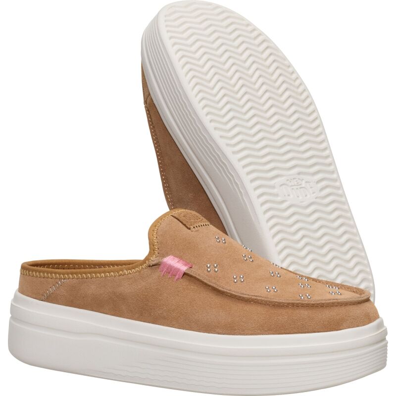 HEYDUDE Austin Lift Suede Stud Women's Cognac