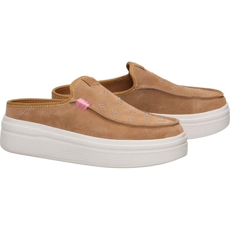 HEYDUDE Austin Lift Suede Stud Women's Cognac