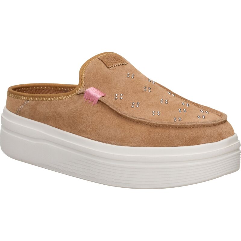 HEYDUDE Austin Lift Suede Stud Women's Cognac