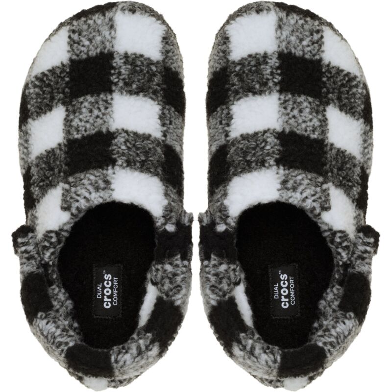 Crocs™ Classic Buff Check Cozzzy Slipper Black/White