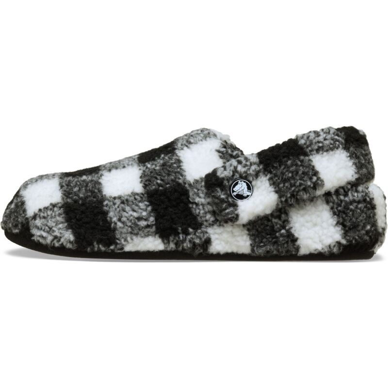 Crocs™ Classic Buff Check Cozzzy Slipper Black/White