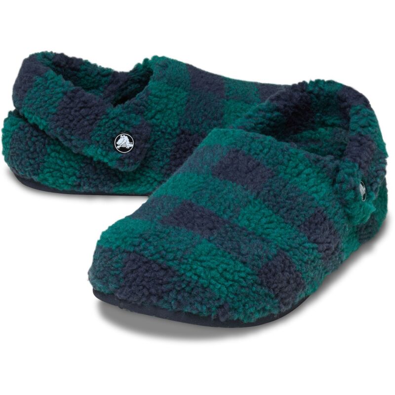 Crocs™ Classic Buff Check Cozzzy Slipper Hosta/Navy