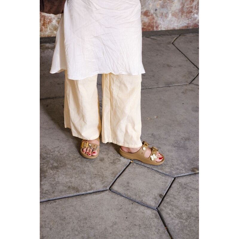 Crocs™ Saturday Metallic Buckle Sandal Women's Sepia