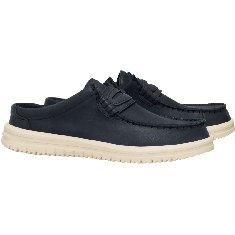 HEYDUDE Wally NXT Mule Leather Men's Black/Wood Ash