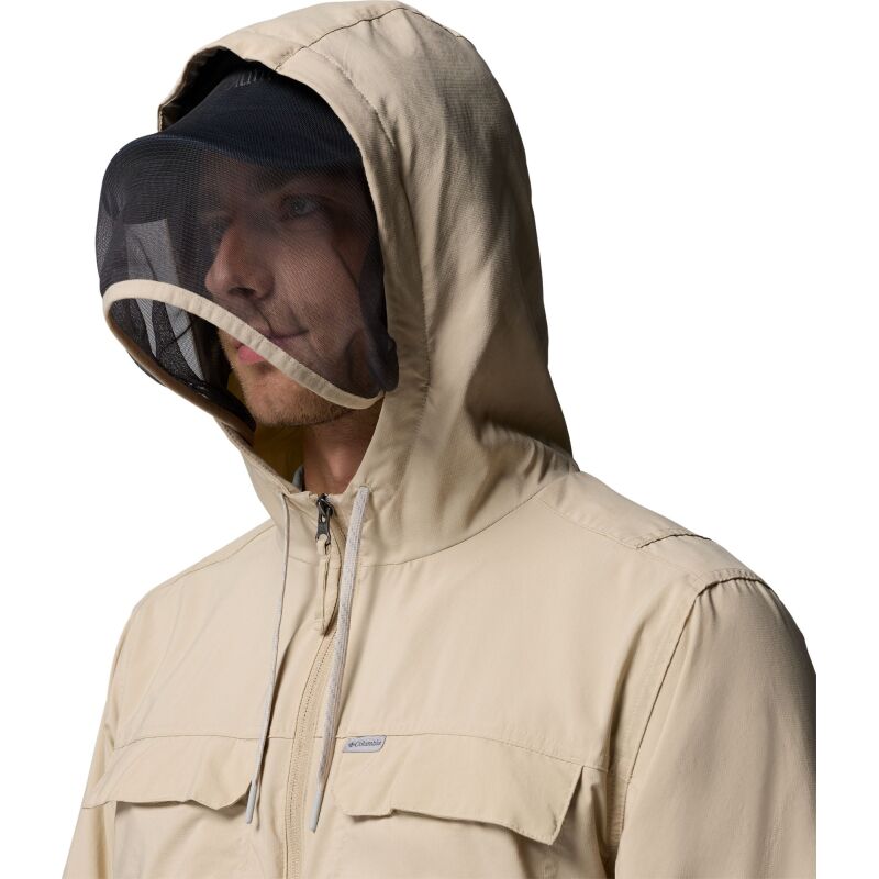 Columbia Skien Valley Hooded Long Sleeve Shirt Men's Ancient Fossil, Shark