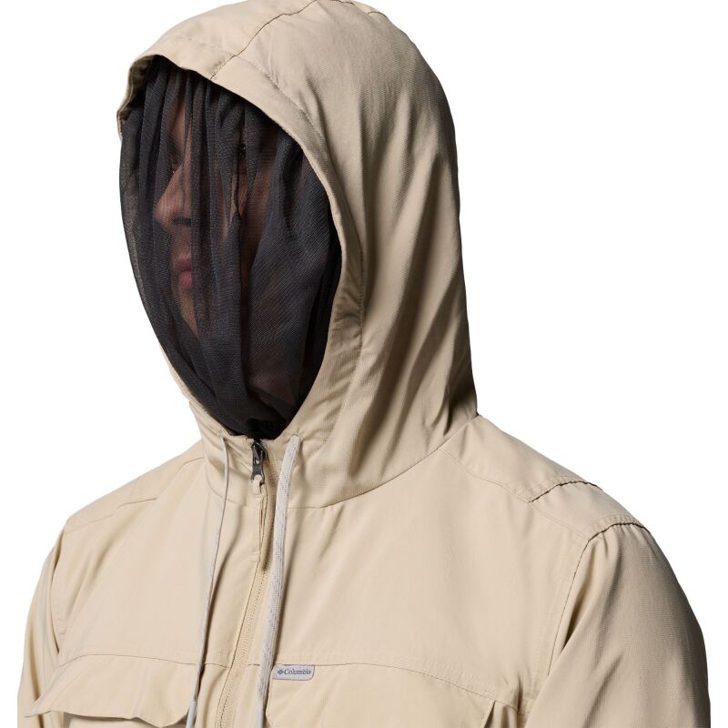 Columbia Skien Valley Hooded Long Sleeve Shirt Men's Ancient Fossil, Shark