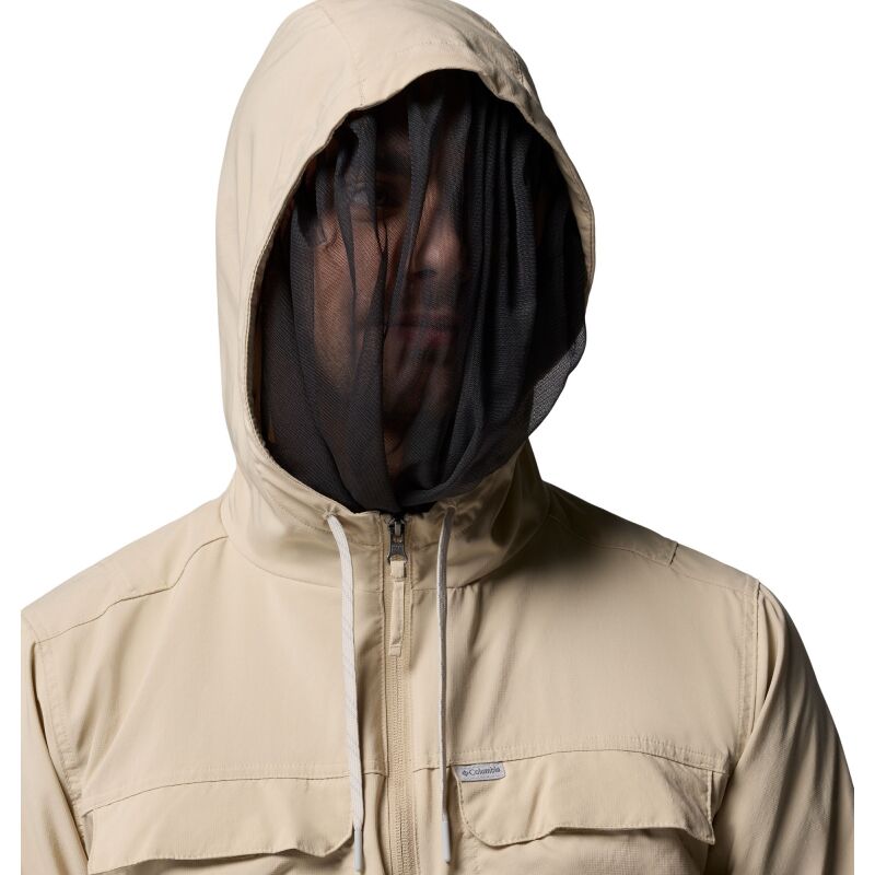 Columbia Skien Valley Hooded Long Sleeve Shirt Men's Ancient Fossil, Shark