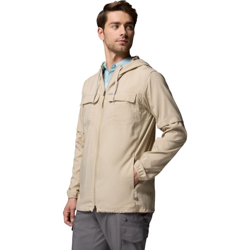 Columbia Skien Valley Hooded Long Sleeve Shirt Men's Ancient Fossil, Shark