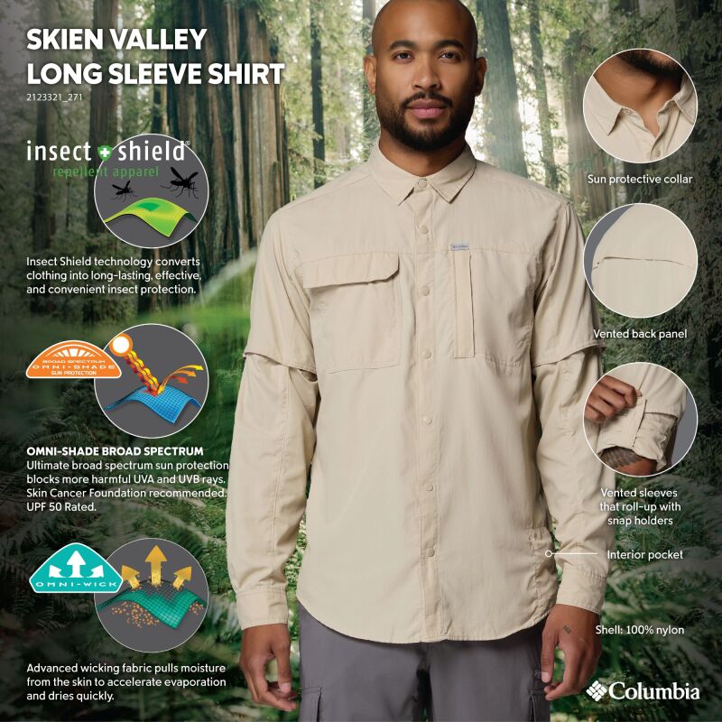 Columbia Skien Valley Long Sleeve Shirt Men's Ancient Fossil